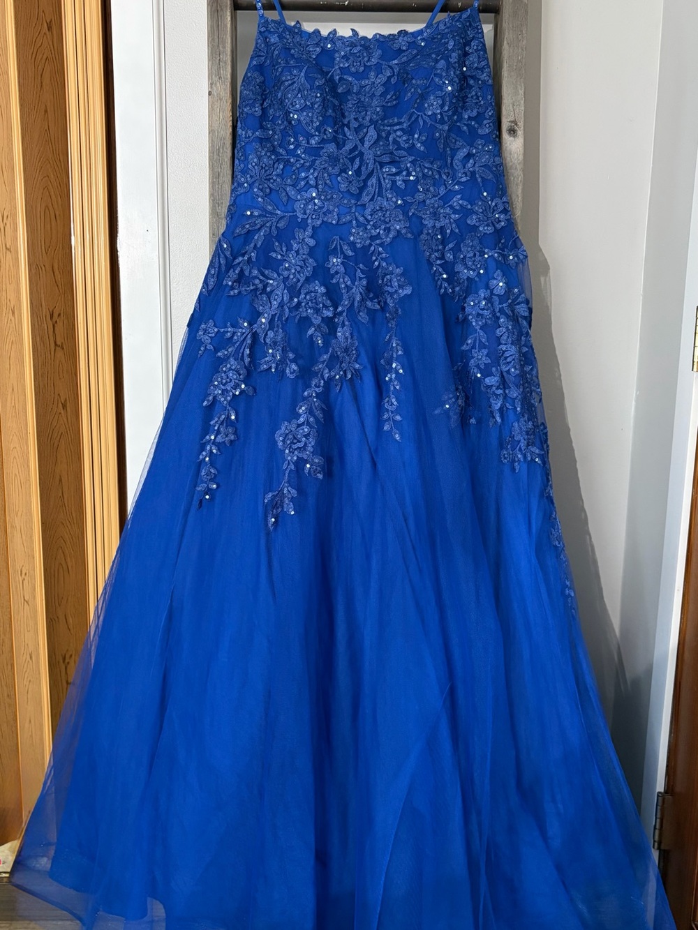JJs House Royal Blue Sequined Floral Tulle Dress